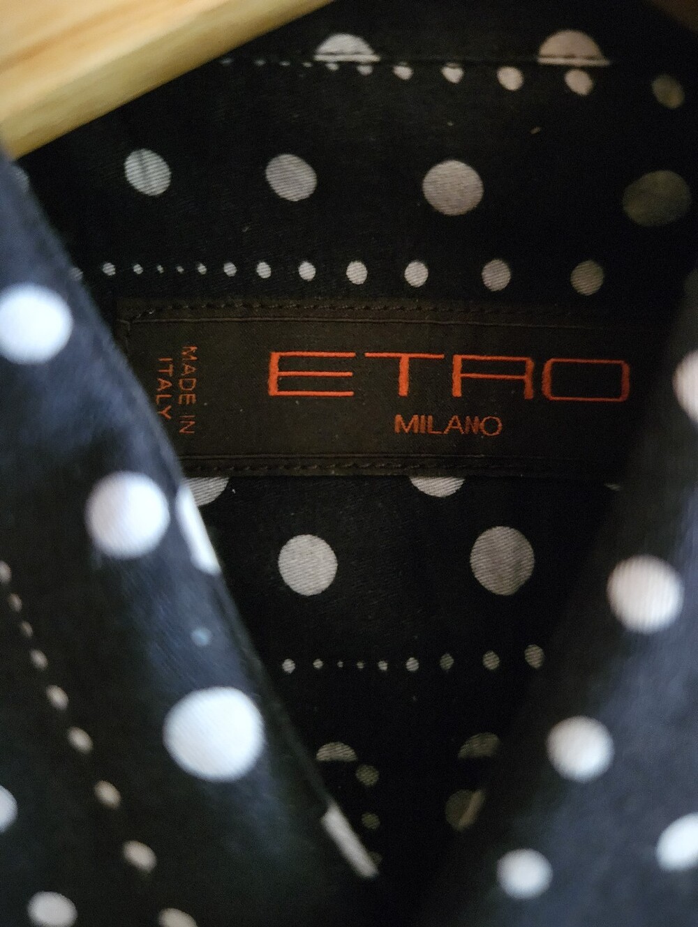 Etro Black Shirt with White Polka Dots Made In ITALY!